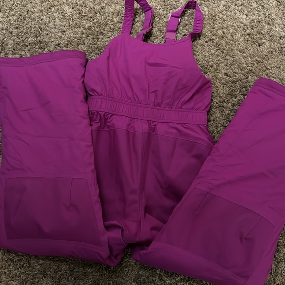L.L. Bean Size 12 Girls Pink/Purple Snow Pants Bib Overalls Skiing - Picture 6 of 6
